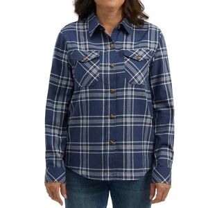 [XL]Frank And Oak Organic Cotton Flannel Shirt Blue Plaid Button-Up Shirt